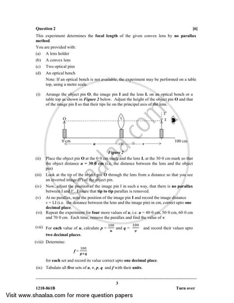 Physics Practical Isc Commerce Class Set Question