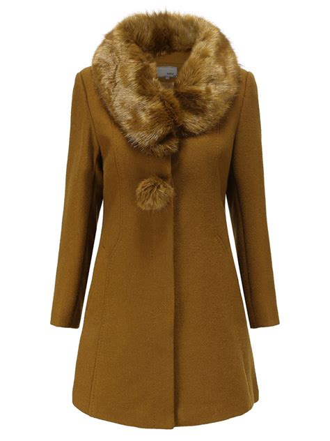 Sexy Dance Women Winter Warm Oversized Big Fur Collar Woolen Trench