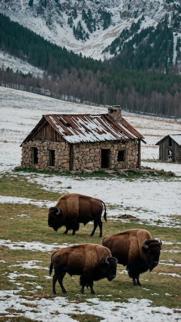 Vista De Un Majestuoso Bisonte En Su H Bitat Natural Durante Un D A De