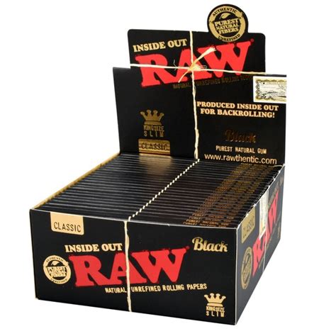 Raw Black Classic Inside Out Rolling Papers King Size Slim 50pk Display