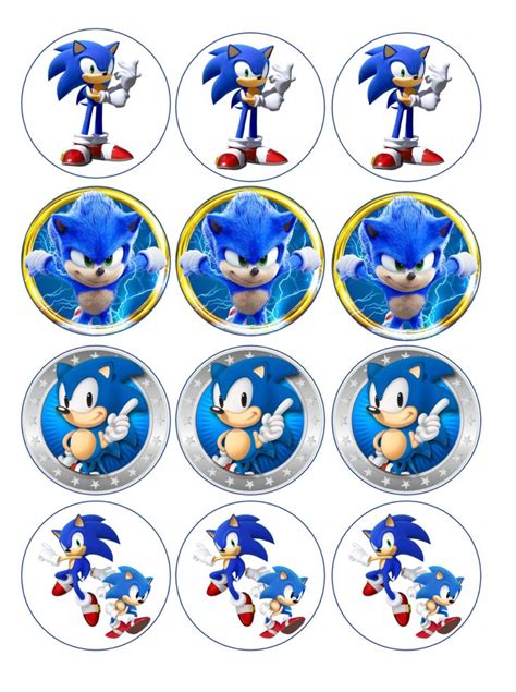 Sonic Hedgehog Edible Paper Cupcake Cookie Toppers Choose Size