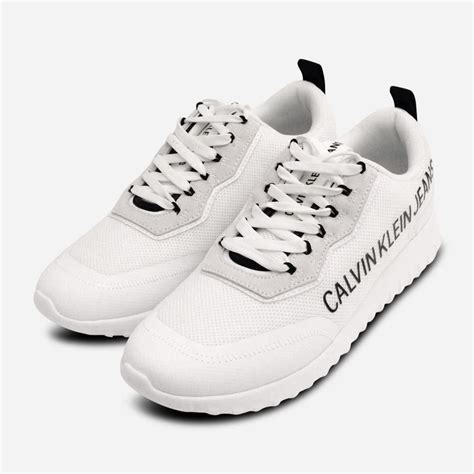 Calvin Klein Premium White Lace Up Mens Sneakers