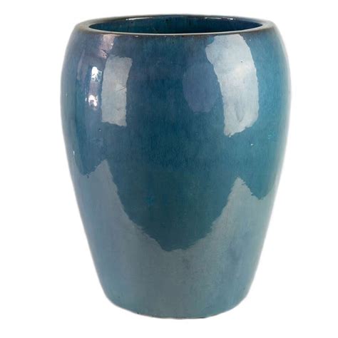 Vaso Vietnamita Cerâmica Importado Azul Turquesa D41cm x A50cm