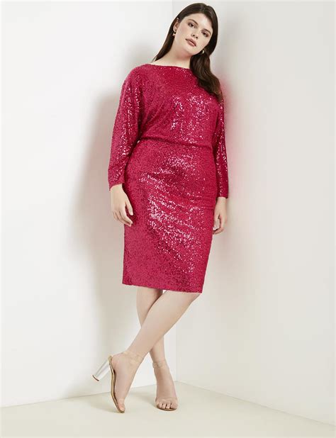 Eloquii Synthetic Sequin Dolman Sleeve Dress In Hot Pink Pink Lyst