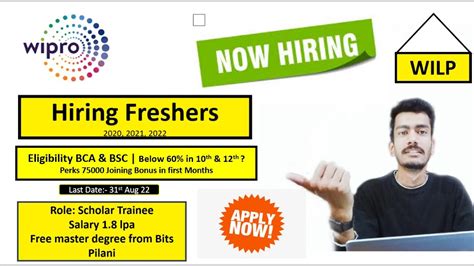 Wipro Hiring Freshers Jobs For Freshers Any Graduate Can Apply Wipro Wilp Hiring Youtube