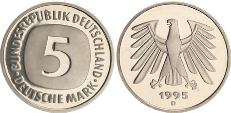 Deutschland Bundesrepublik 5 Mark 5 DM Kursmünze 1995 D TOP Erhaltung