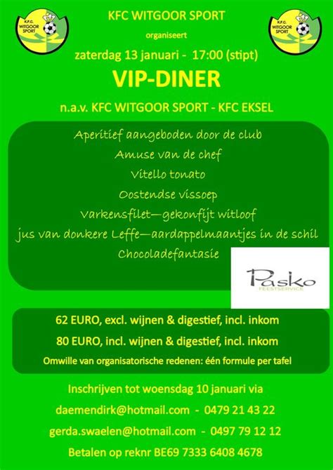 Eerste Vip Diner Van K F C Witgoor Sport