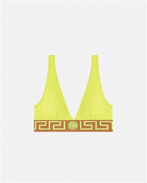 Versace Greca Border Triangle Bikini Top In Pastel Blue ModeSens