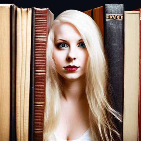 Beautiful Pale Blonde Gothic Maiden With Bookshelf Brain · Creative Fabrica