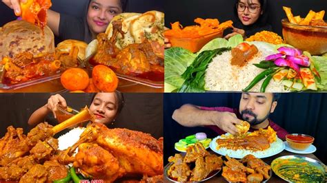 Asmr Eating Spicy Mutton Curry Chicken Curry Egg Curry Butter Naan