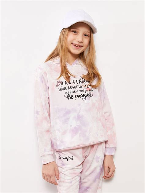 Hooded Printed Long Sleeve Girl Sweatshirt And Sweatpants S30853z4 F9c S30853z4 F9c Lc Waikiki