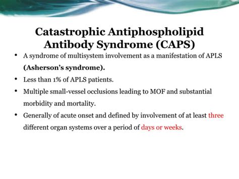 Antiphospholipid Antibody Syndrome Updated Guidelines Ppt