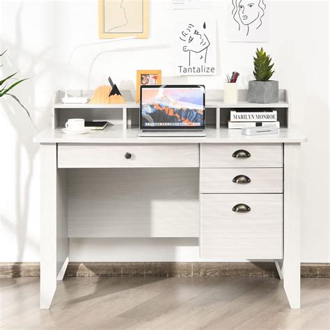 IFANNY Vintage Computer Desk with Drawers, Modern Work Desk with Hutch ...