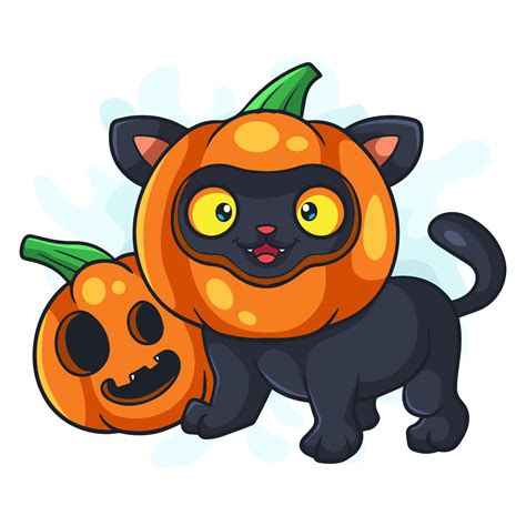 Cute cat cartoon with halloween pumpkin 28535016 Vector Art at Vecteezy