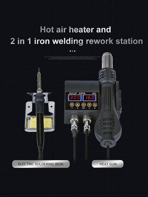 JCD 2 In 1 8898 Soldering Station 750W With LCD Display Rework Welding