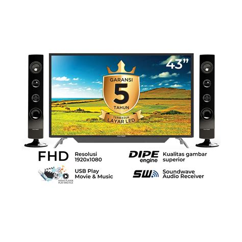 Led Tv Inch Polytron Full Hd Cinemax Tower Speaker Pld Tv