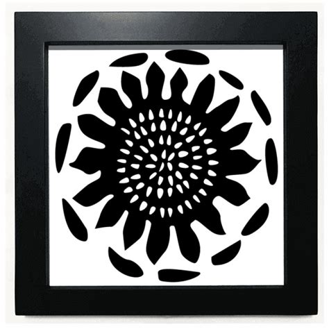 Sunflower Outline Celebrate Mexico Totems Black Square Frame Picture