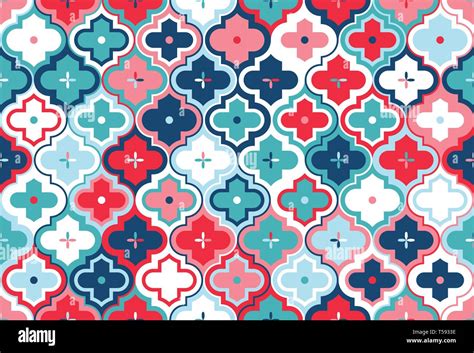 Moroccan Quatrefoil Seamless Pattern Mosaic Ogee Vector Stock Vector