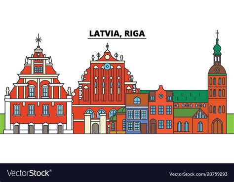 Latvia riga city skyline architecture Royalty Free Vector