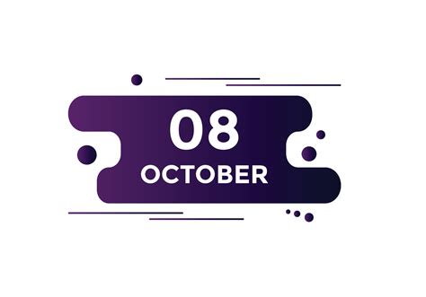 October 8 Calendar Reminder 8th October Daily Calendar Icon Template