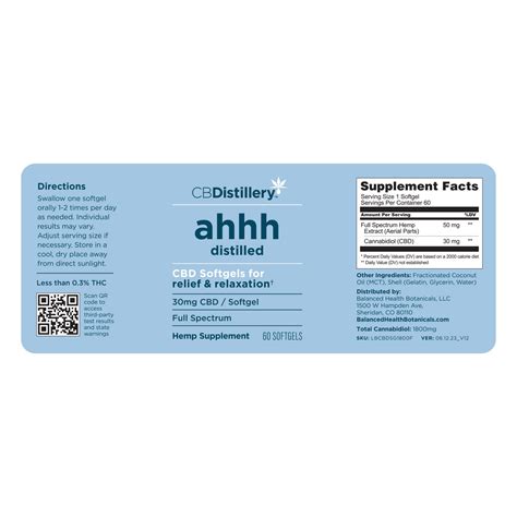 CBDistillery Ahhh Distilled CBD Softgels For Relief Relaxation Full