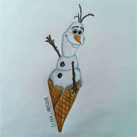 Olaf As An Ice Cream Cone Drawing By Lizaart208 Instagram Frozen