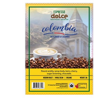 Organic Colombia Coffee Beans 2lb - Espresso Dolce