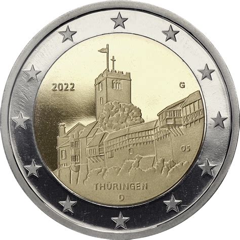 Deutschland 2 Euro Sammlermünzenset 2022 Thüringen Wartburg Eisenach PP