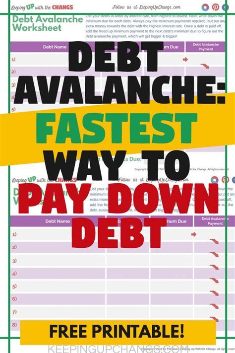 Free DEBT AVALANCHE Worksheet Printable Tracker Spreadsheet See Why