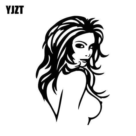 Yjzt 10 8 16cm Attractive Sexy Girl Covering The Body Fashion Black Silver Car Sticker Vinyl