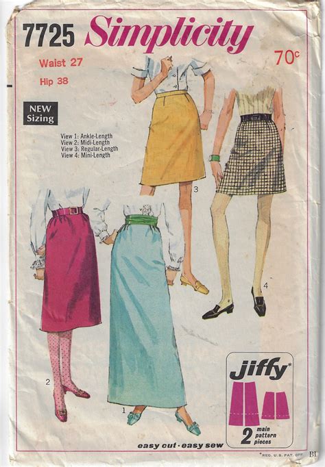 Vintage Sixties Sewing Pattern For Several Skirt Lengths Etsy