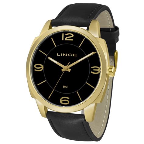 Relogio Lince Masculino Mrc4543L P2Px Dourado Couro Submarino