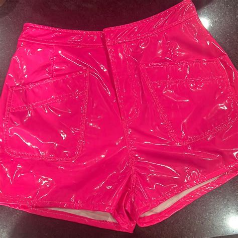 Hot Pink Leather Like Shorts By Day Moon Hot Pink Shorts Pink