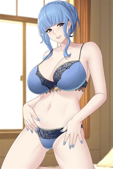 Rule 34 1girls Aslindsamure Blue Hair Blue Nails Blue Panties Bra