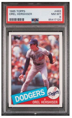 1985 Topps Orel Hershiser Rookie Baseball Card Rc 493 Psa 8 Nm Mt