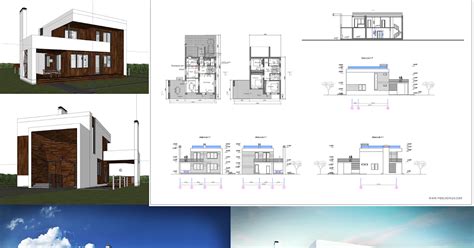 Modern House 2d & 3D model [DWG, SKP]