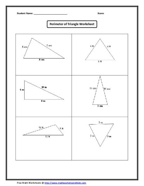 Perimeter Of Triangle Worksheet Worksheet For 7th 8th Grade Lesson Planet