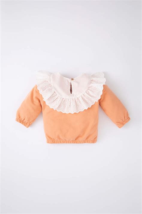 Orange Baby Girl Baby Girl Regular Fit Big Collar Sweatshirt