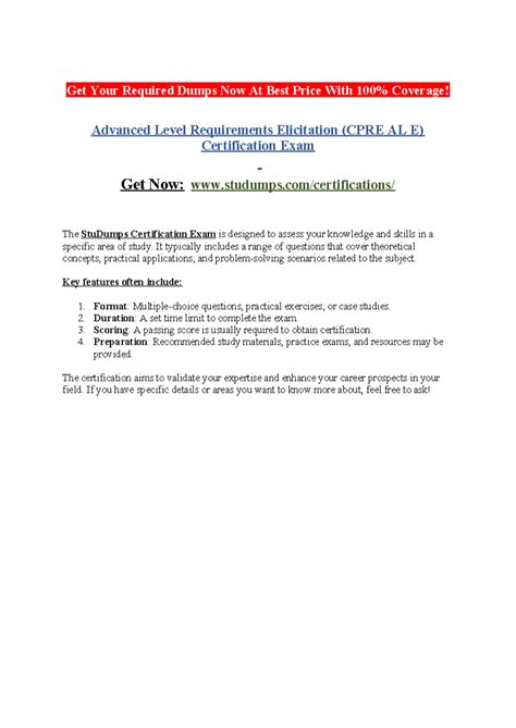 Advanced Level Requirements Management (CPRE AL MAN) Certification Exam