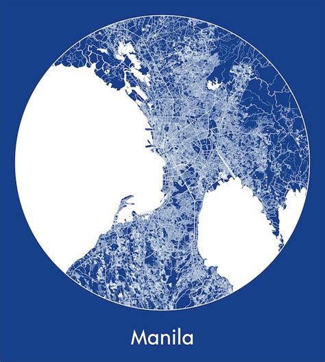 Premium Vector City Map Manila Philippines Asia Blue Print Round