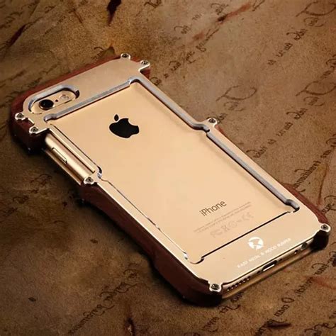 Luxury Nature Wood Metal Aluminum Case Armor Housing Protective Cover