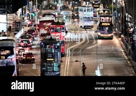 Central Hong Kong Jun Car Bus Taxi Traffic Transportation