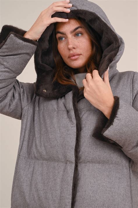 Herno Parka Aus Cashmere Mix In Taupe Meliert Gruenerat