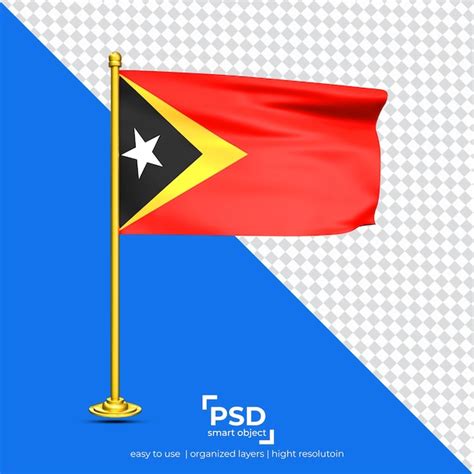 Timor Leste Acenando A Bandeira Isolada Em Fundo Transparente PSD Premium