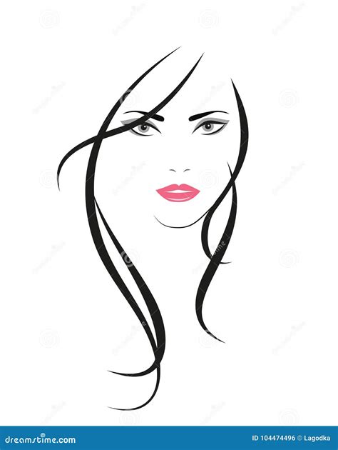 Young Woman With Long Black Hair Stock Vector Illustration Of Graphic