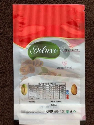 Printed Glossy Deluxe Mix Dry Fruits Packing Pouch Zipper Slider At