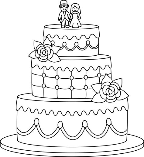 pastel de bodas aislado página para colorear para niños 12902454 Vector