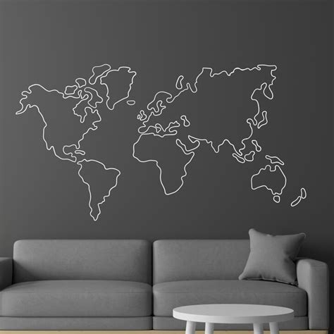 Black or White World Map Outline - Kidz 'n Clan Decor Wall Stickers