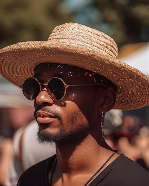 Premium Ai Image A Man Wearing A Straw Hat With A Pair Of Glasses On