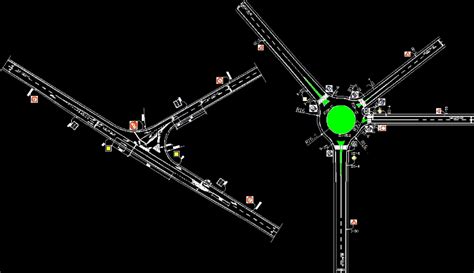 Planos De Cruce De Caminos Y Rotonda En Dwg Autocad Carreteras Caminos Y Calles Obras Viales